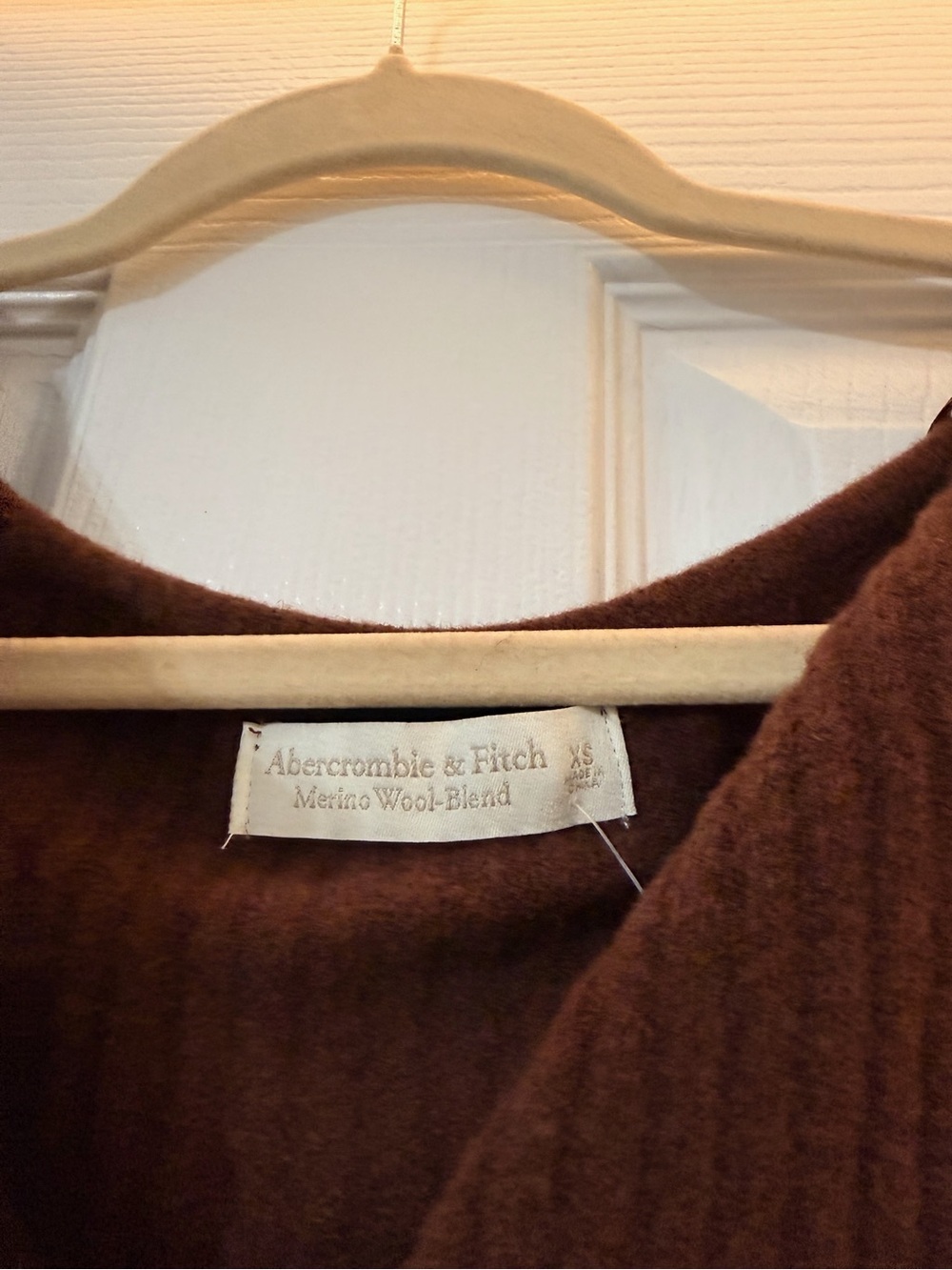 Abercrombie & Fitch Brown V-Neck Merino Wool-Blend Winter Dress